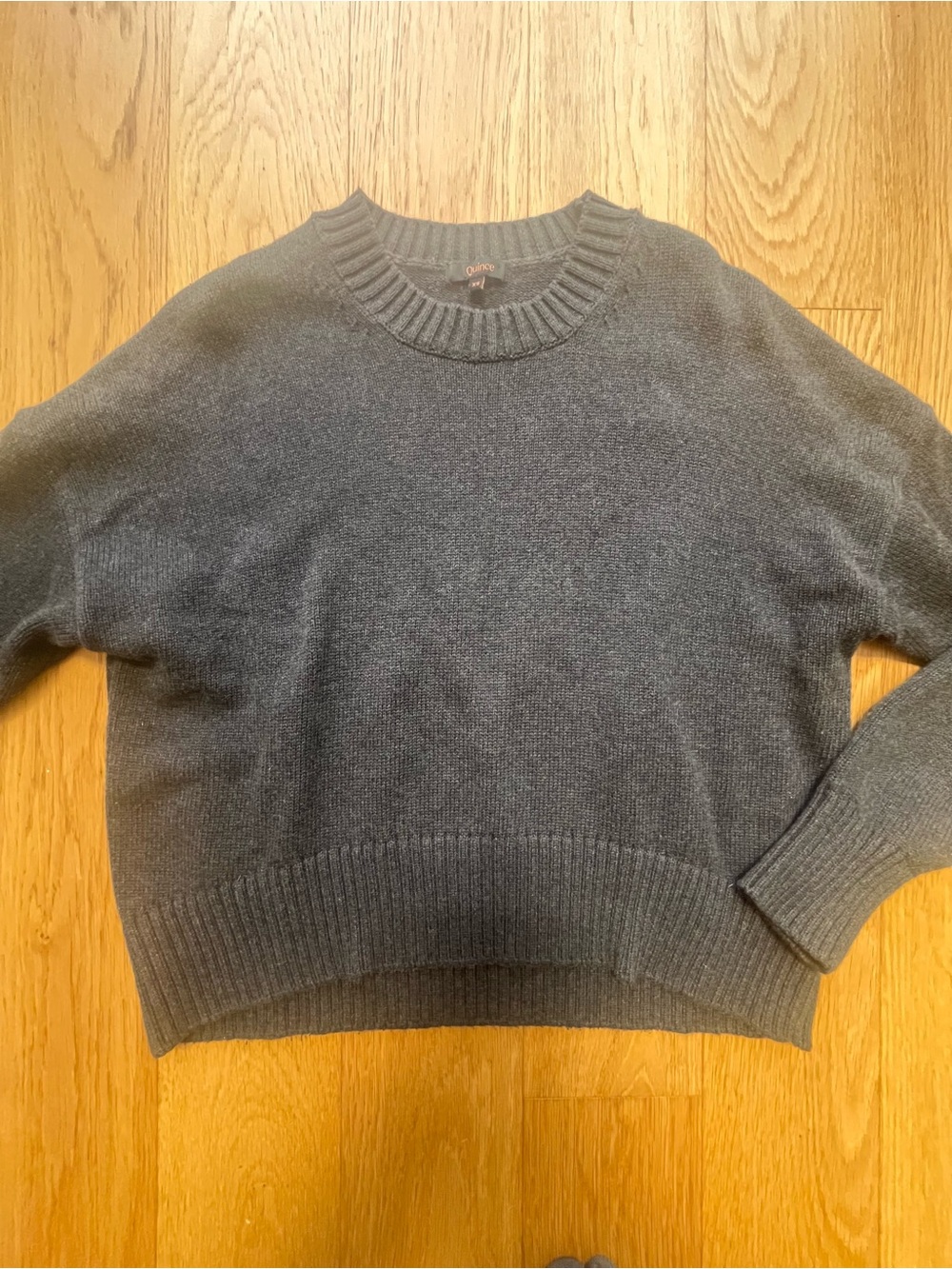 Quince 100% Organic Cotton Boyfriend Crew Sweater (Charcoal)